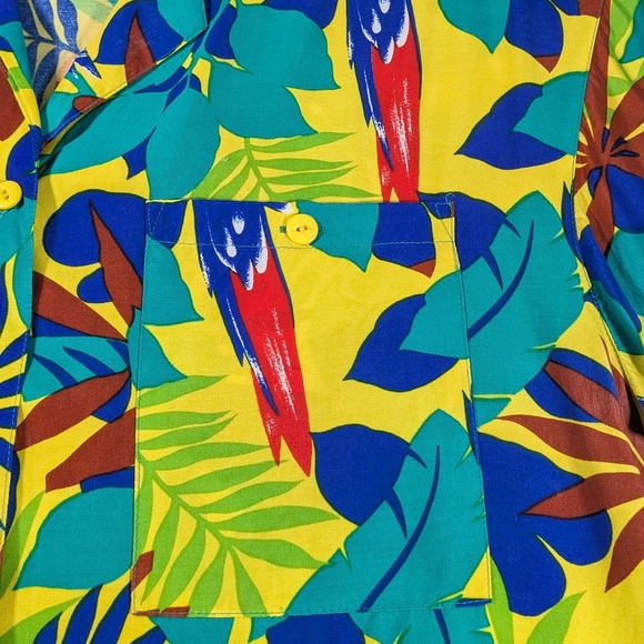 Jack Winter Petites Tropical Print Button Down Tunic Short Sleeve Size Small - Picture 3 of 11